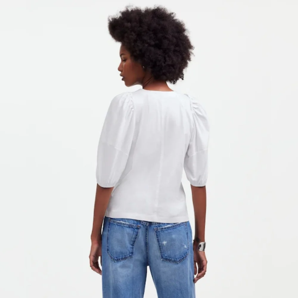 NWT Madewell‎ Classic White Puff-Sleeve Tee Womens Size XS